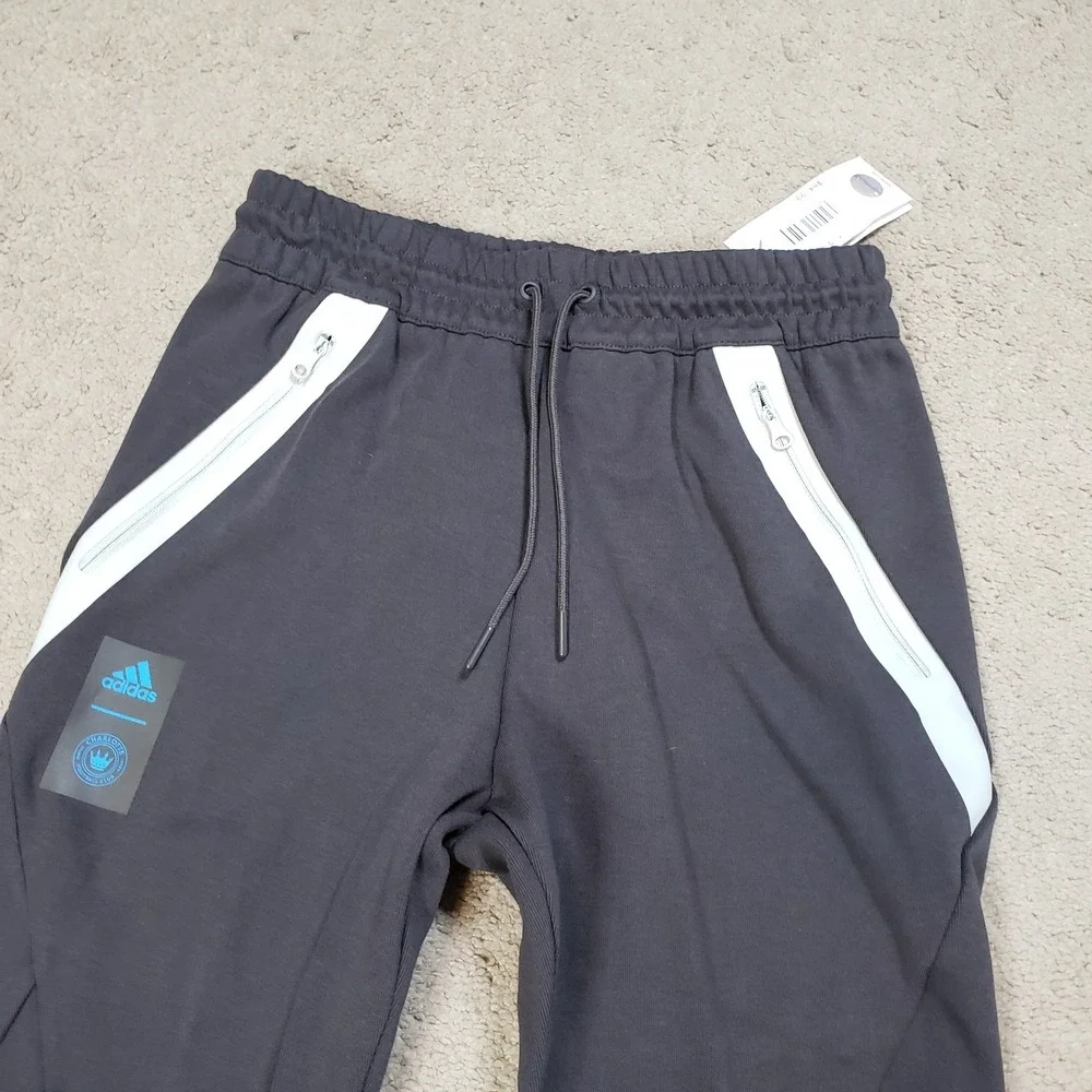 NWT Adidas Charlotte FC Football Club MLS Charcoal Gray Sweatpants Joggers Sz Sm
